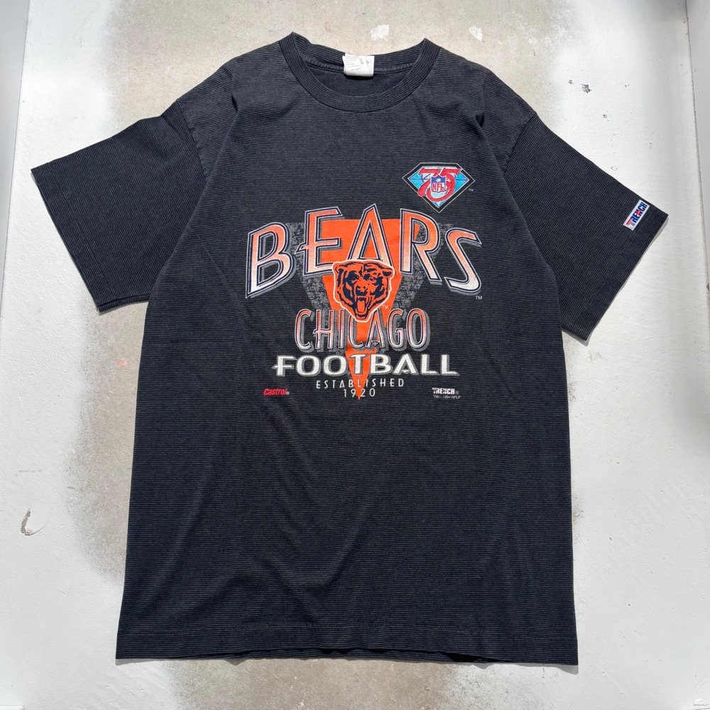 Vintage 1994 Chicago Bears NFL 75th Anniversary T-Shirt Trench Ultra XL Black